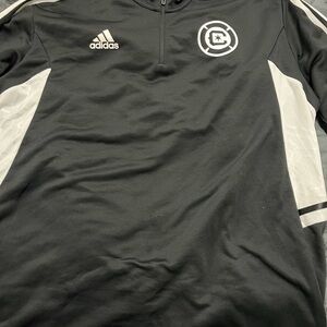 Adidas Black and White Quarter-Zip Top
